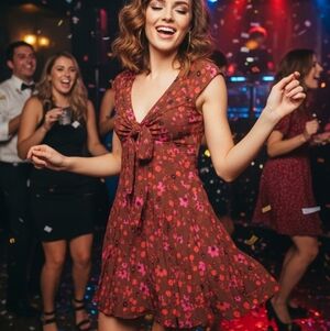 Free People Chic Floral Mini Dress in Brown and Pink Very Cute